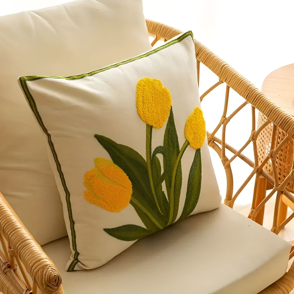 Breeze Sofa Cushion Covers - Cotton Floral Embroidery, Boho-Chic 2