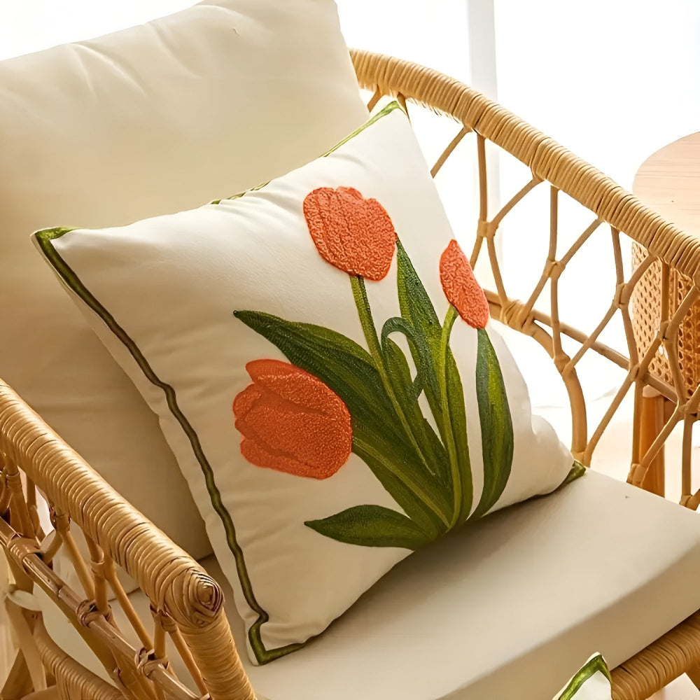 Breeze Sofa Cushion Covers - Cotton Floral Embroidery, Boho-Chic 3