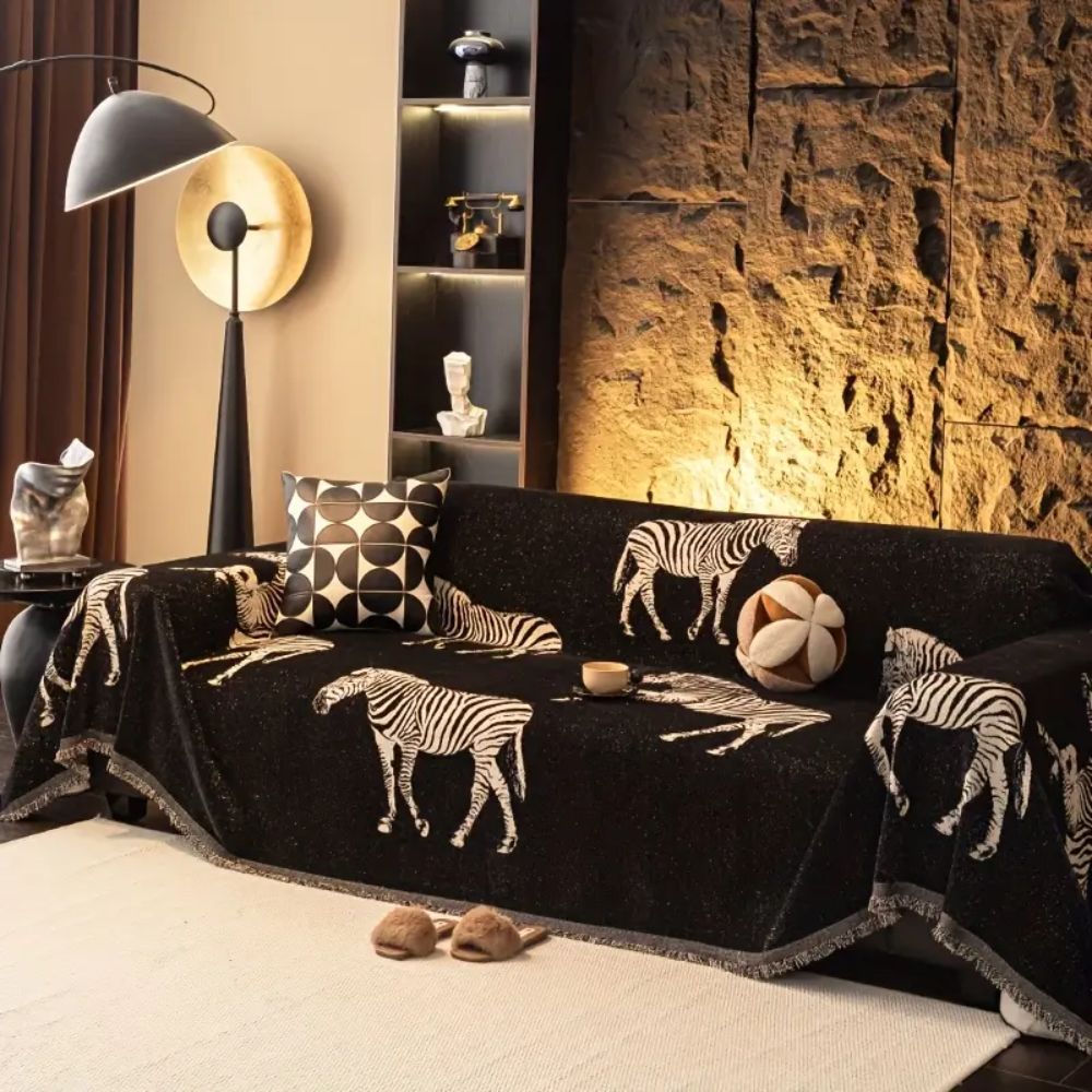 Breeze Zebra Sofa Cover - Soft Microfiber, Stylish Protection 1