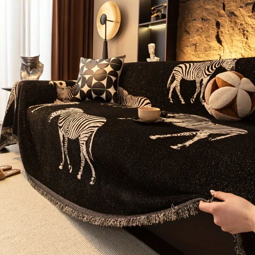 Breeze Zebra Sofa Cover - Soft Microfiber, Stylish Protection 3