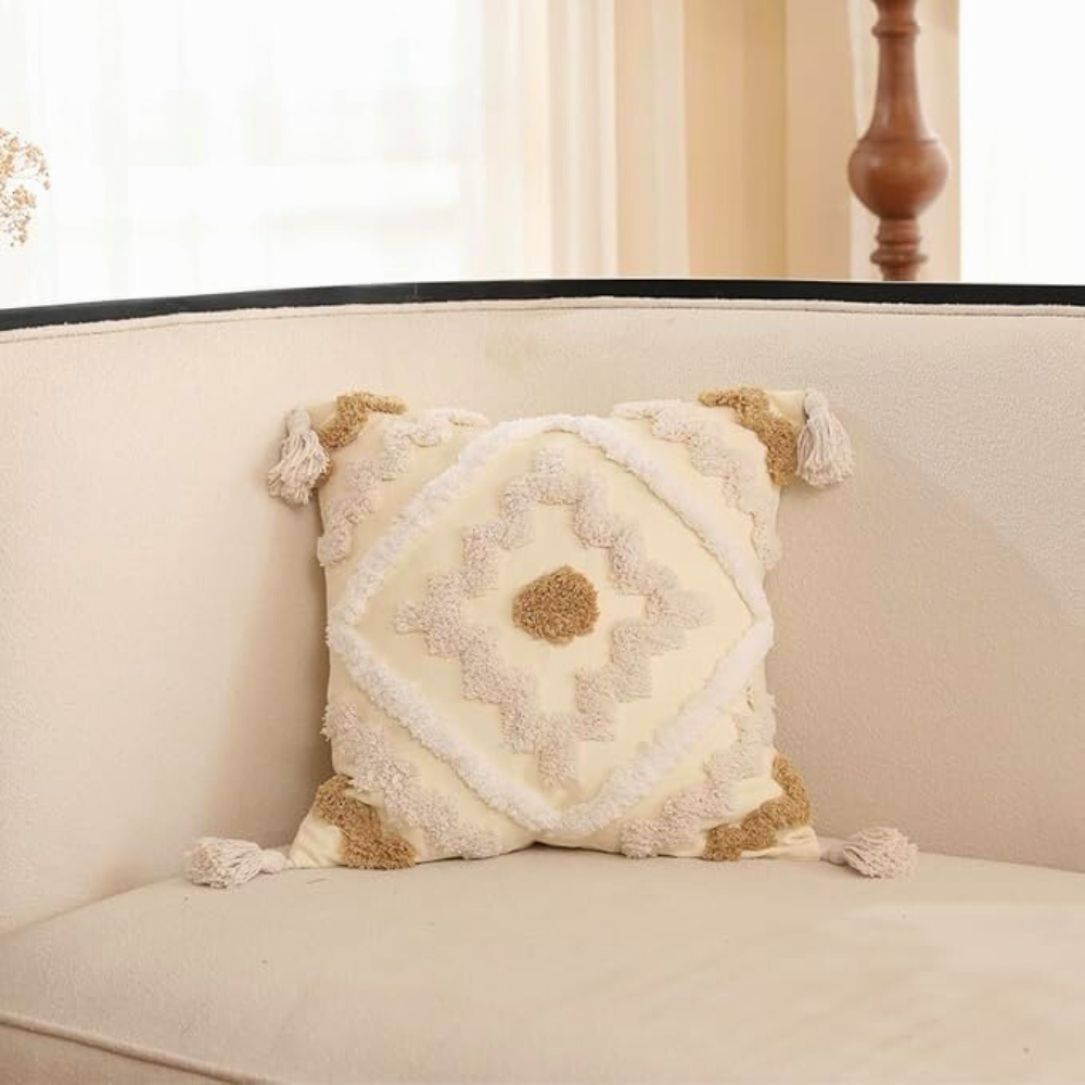 Breezy Tufted Pillow Cover - Cotton Canvas, Geometric Pattern 3