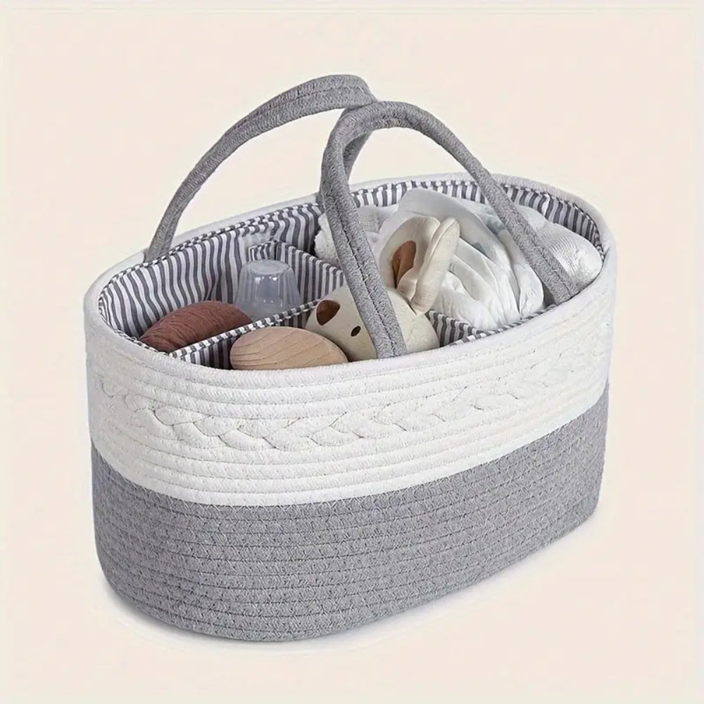 Brenley Baby Organizer - Braided Grey Textile, Portable Storage 0