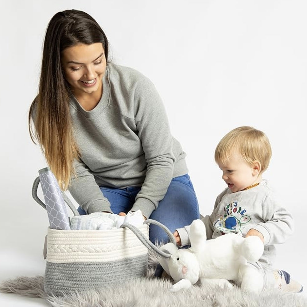 Brenley Baby Organizer - Braided Grey Textile, Portable Storage 1