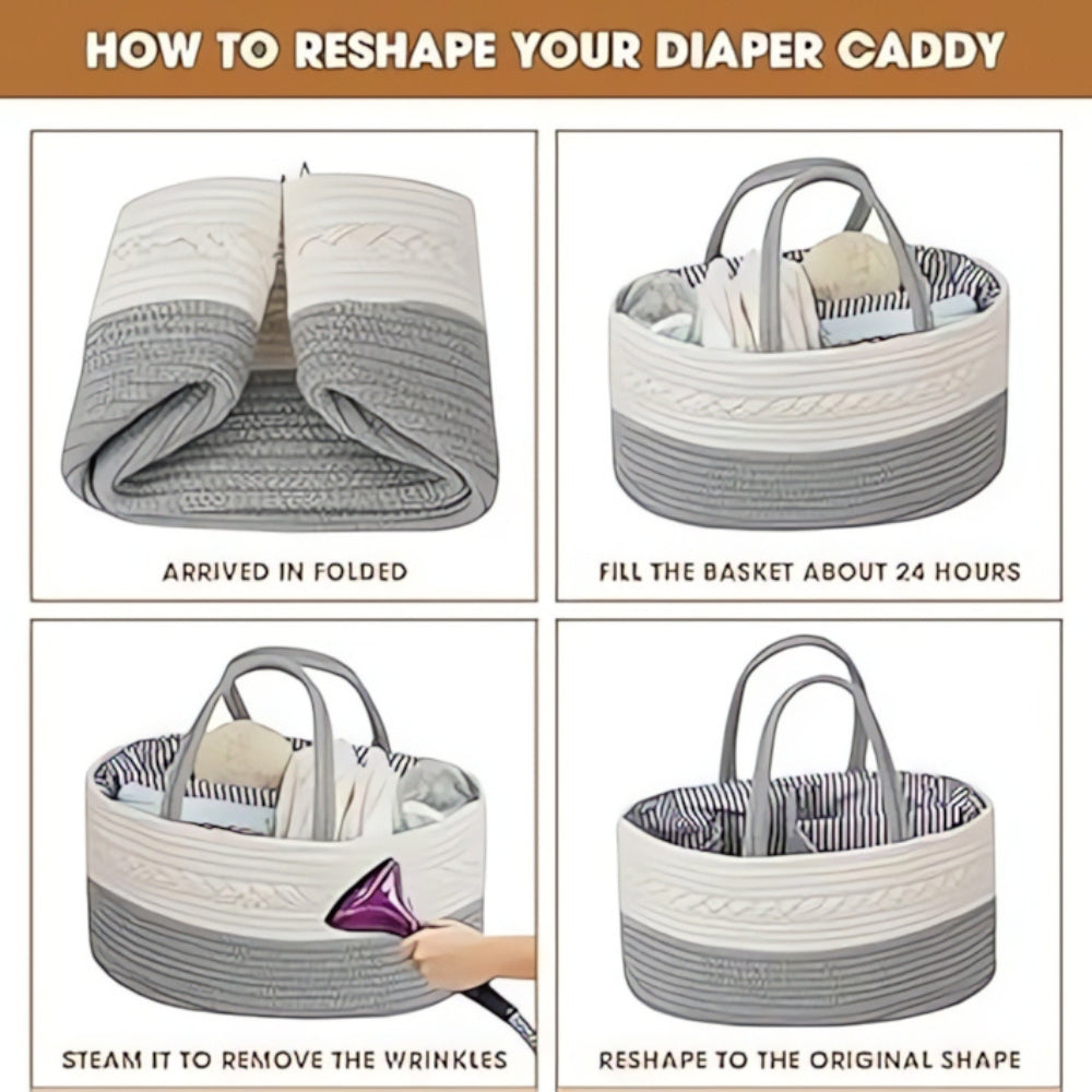 Brenley Baby Organizer - Braided Grey Textile, Portable Storage 6