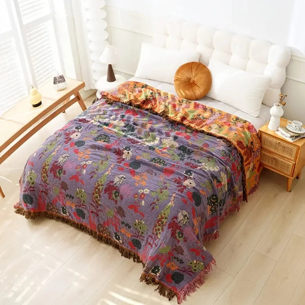 Brenley Floral Blanket - Cotton, Lightweight, Reversible Design 1