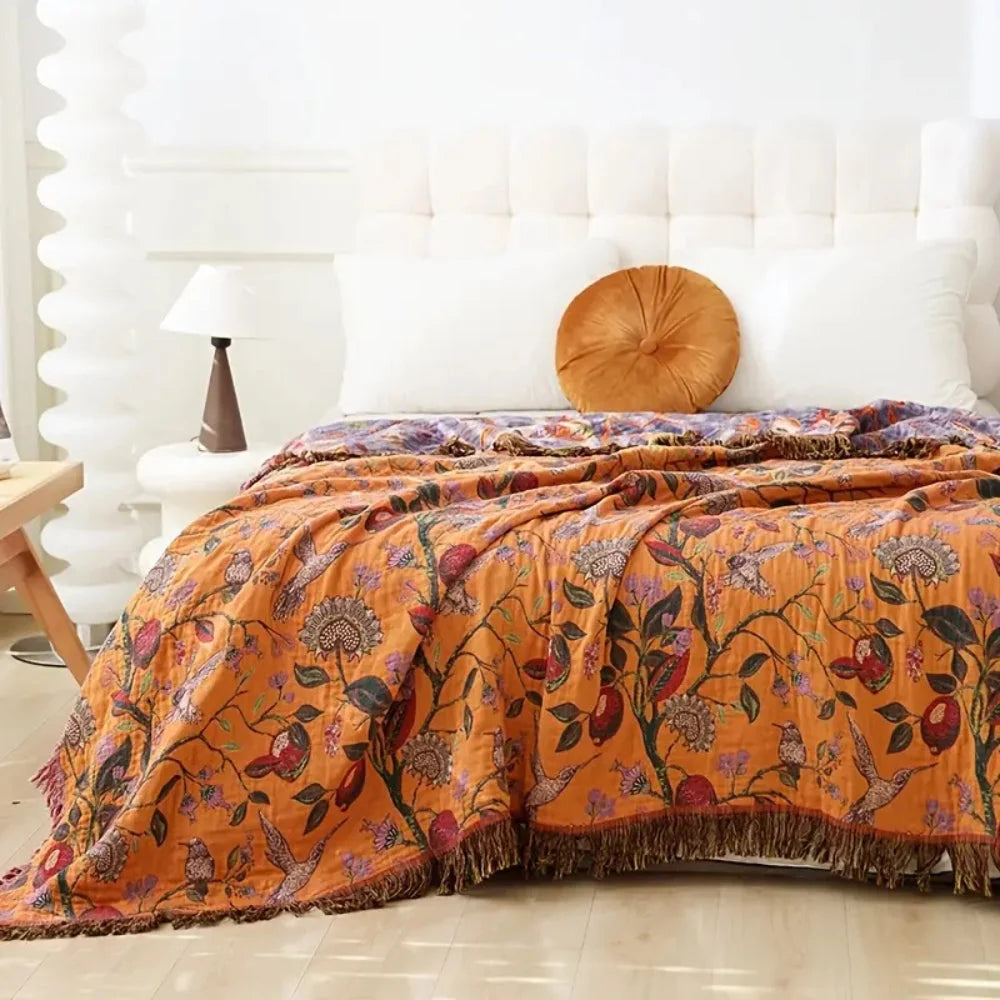 Brenley Floral Blanket - Cotton, Lightweight, Reversible Design 2