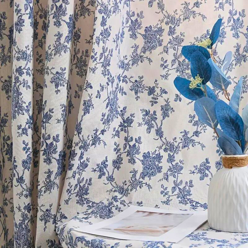 Briar Floral Curtain - Semi-Sheer Polyester, Rustic Charm 2