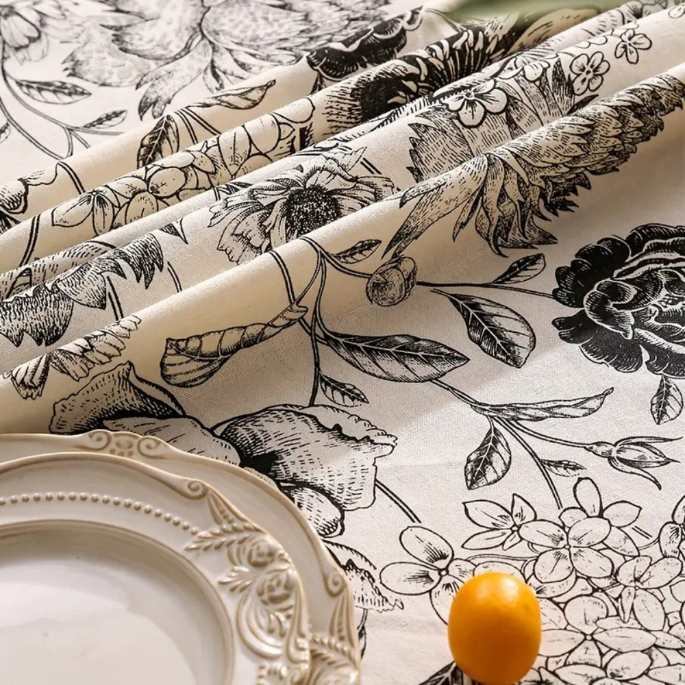 Brielle Custom Tablecloth - Cotton Polyester Blend, Floral Tassels 4