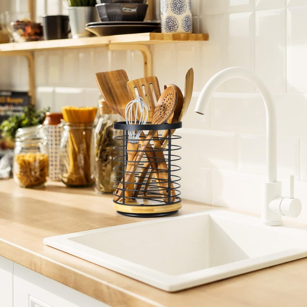 Brio Kitchen Organizer - Iron Frame, 360-Degree Rotating Utensil Holder 2
