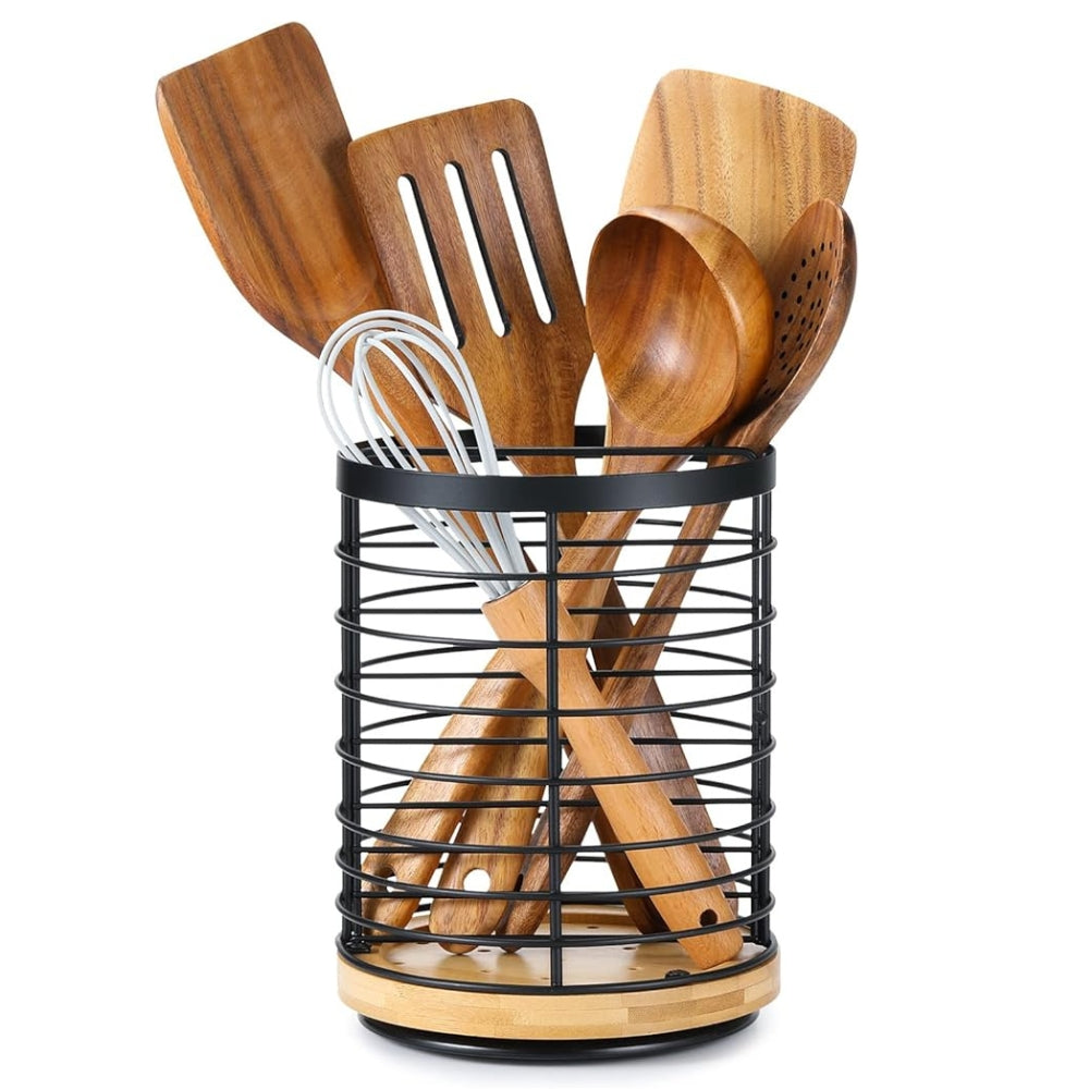 Brio Kitchen Organizer - Iron Frame, 360-Degree Rotating Utensil Holder 3