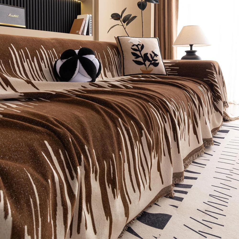 Brio Sofa Cover - Chenille, Modern Brushstroke Design, Pet-Friendly 7