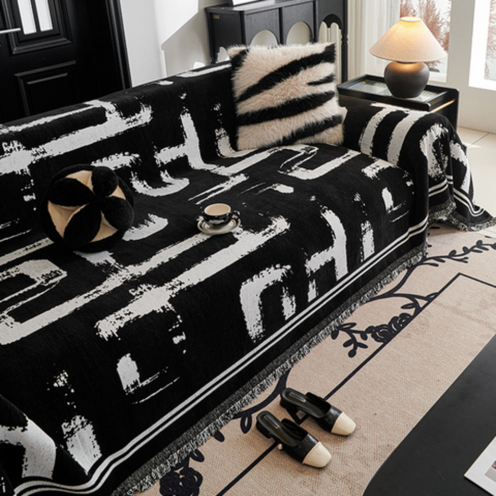 Bristle Art Sofa Cover - Premium Chenille, Reversible Design for Couch Protection 0