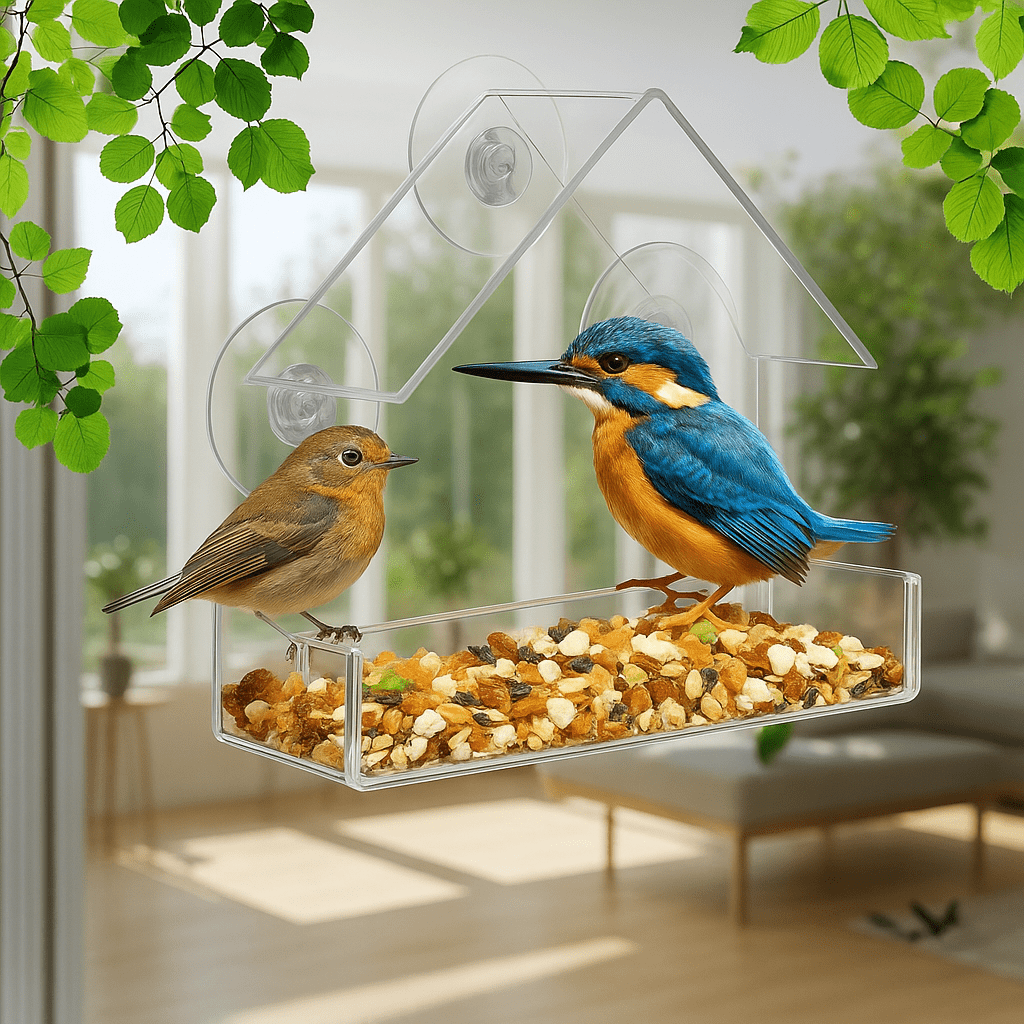 ClearView Perch - Window Bird Feeder - Modern Style - Close Viewing