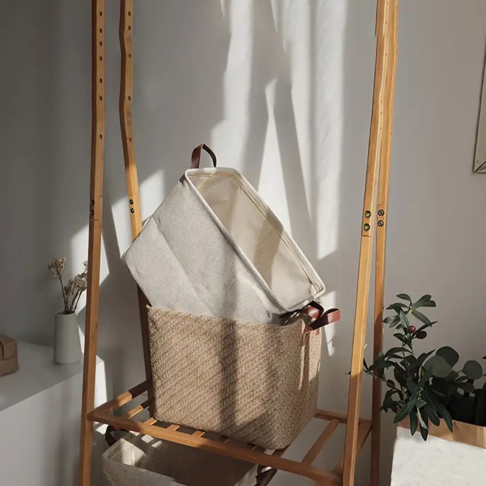 Caden Foldable Storage Box - Durable Cloth, Rustic Jute Weave, Versatile Toy Organizer 7