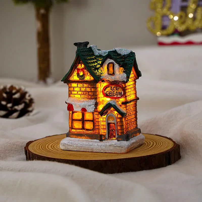 Caldara Christmas Village Set - Hand-Painted Houses with LED Lighting 4