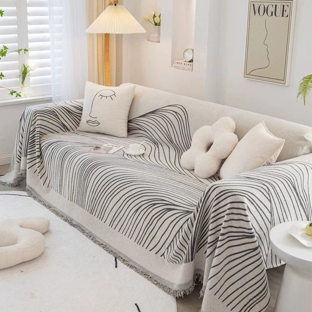 Calyx Sofa Cover - Soft Chenille, Wave Pattern 2