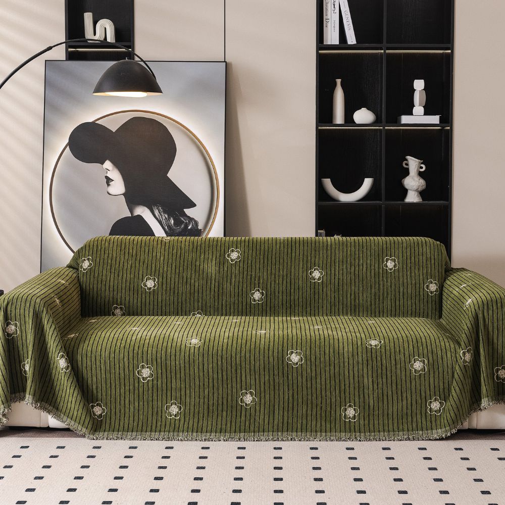 Cameron Sofa Cover - Breathable Chenille, Floral Embroidery 7