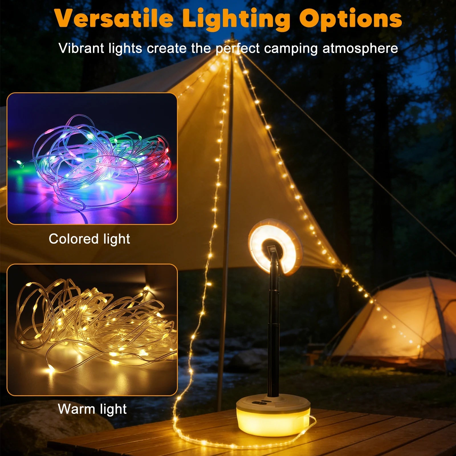 Campa Outdoor Fairy Lights - 10m USB Rechargeable RGB Twinkle Lights 3