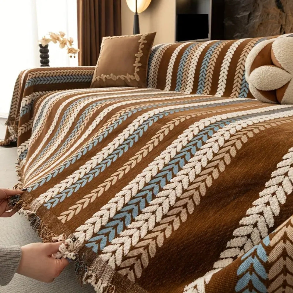 Cascadia Sofa Cover - Soft Chenille, Stylish Stripes, Pet-Friendly 5