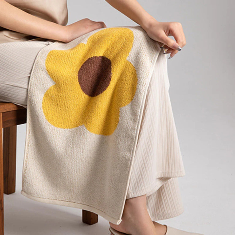 Celia Bath Towel - Cotton, Vibrant Sunflower Print 3