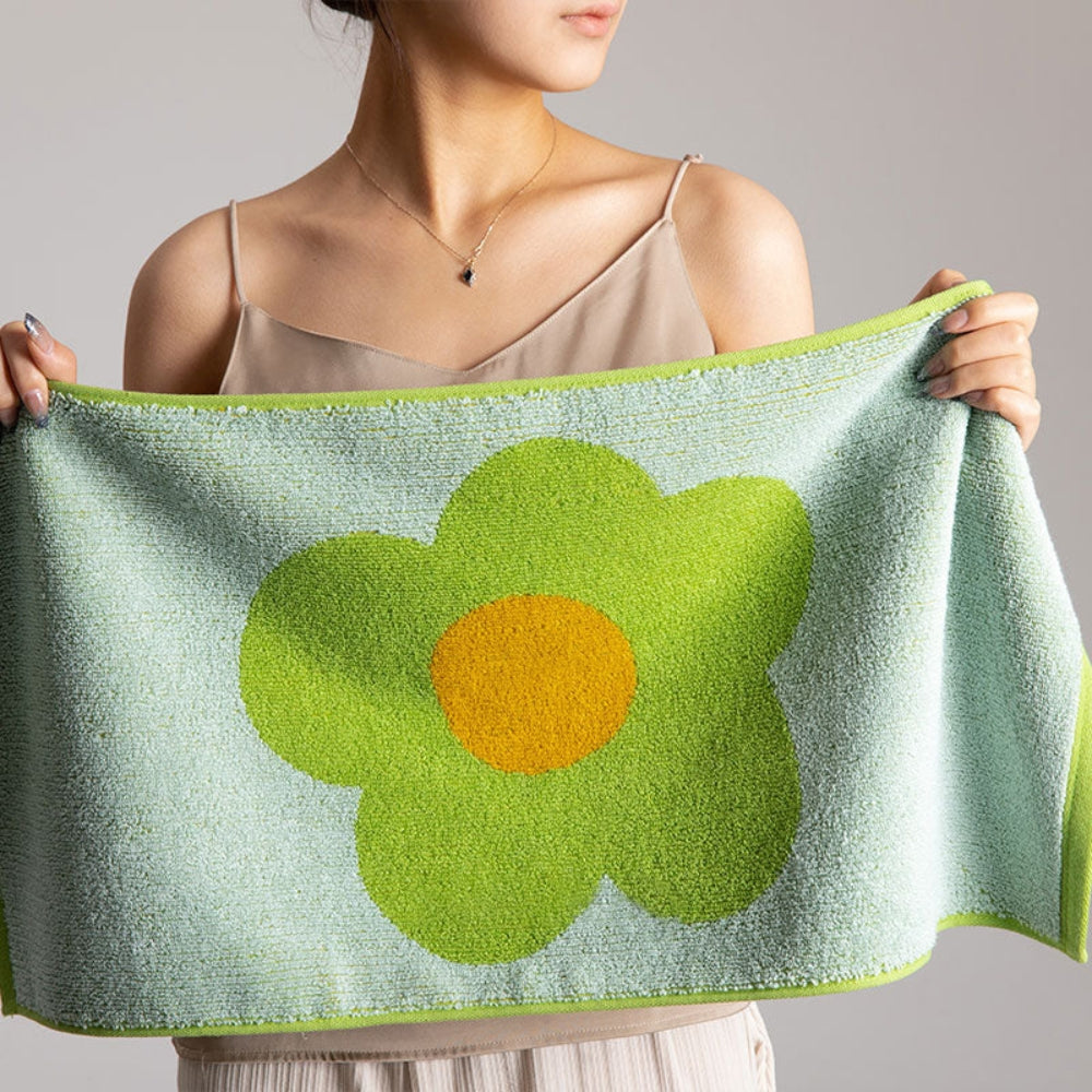 Celia Bath Towel - Cotton, Vibrant Sunflower Print 6