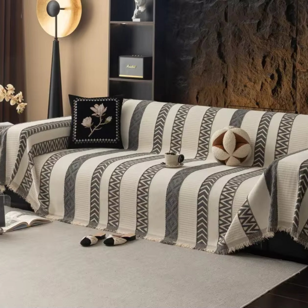 Chera Sofa Cover - Chenille, Chevron Pattern, Anti-Slip Slipcover 1