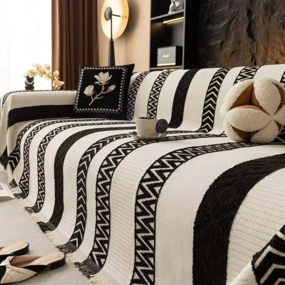 Chera Sofa Cover - Chenille, Chevron Pattern, Anti-Slip Slipcover 4
