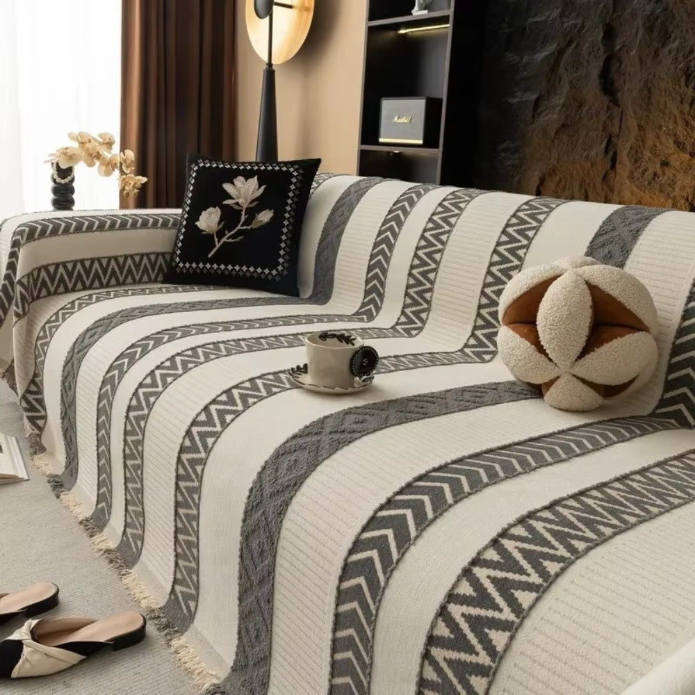 Chera Sofa Cover - Chenille, Chevron Pattern, Anti-Slip Slipcover 5
