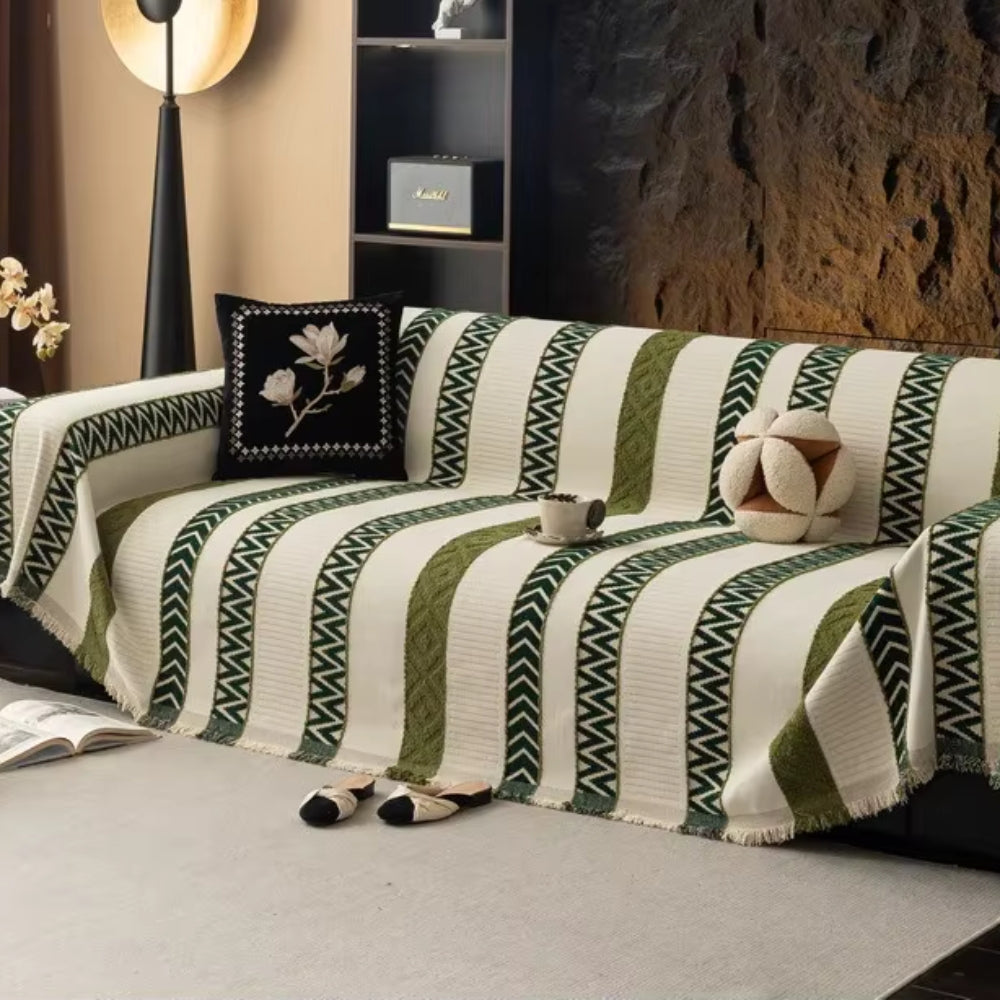 Chera Sofa Cover - Chenille, Chevron Pattern, Anti-Slip Slipcover 6
