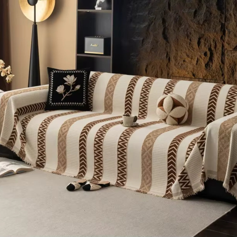 Chera Sofa Cover - Chenille, Chevron Pattern, Anti-Slip Slipcover 8