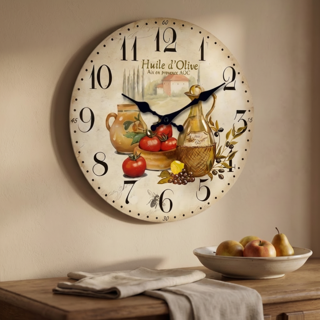 Classiqua Wall Clock Decor - Provençal Style Wooden, Silent Design 7