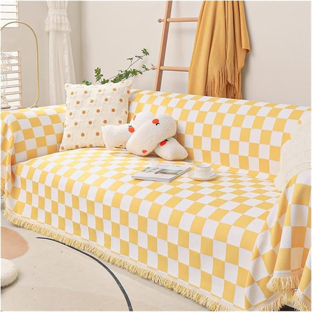 Cleo Sofa Cover - Microfiber Chenille, Pet-Friendly Checkerboard Pattern 5