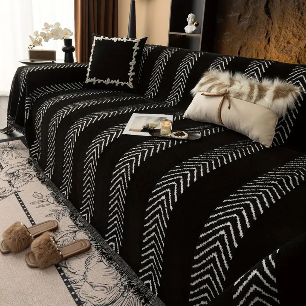 Cleo Sofa Cover - Soft Microfiber, Chevron Design for Couch and Sectional 1