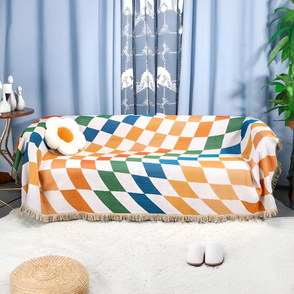 Clever Checkerboard Blanket - Polycotton Blend, Versatile Design 1