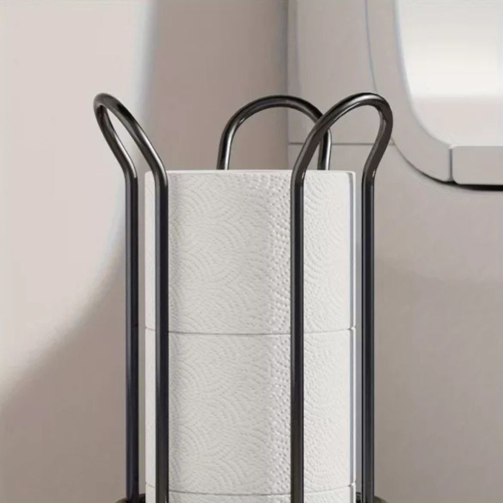Clever Toilet Paper Holder Stand - Durable Iron, Chrome Finish 1