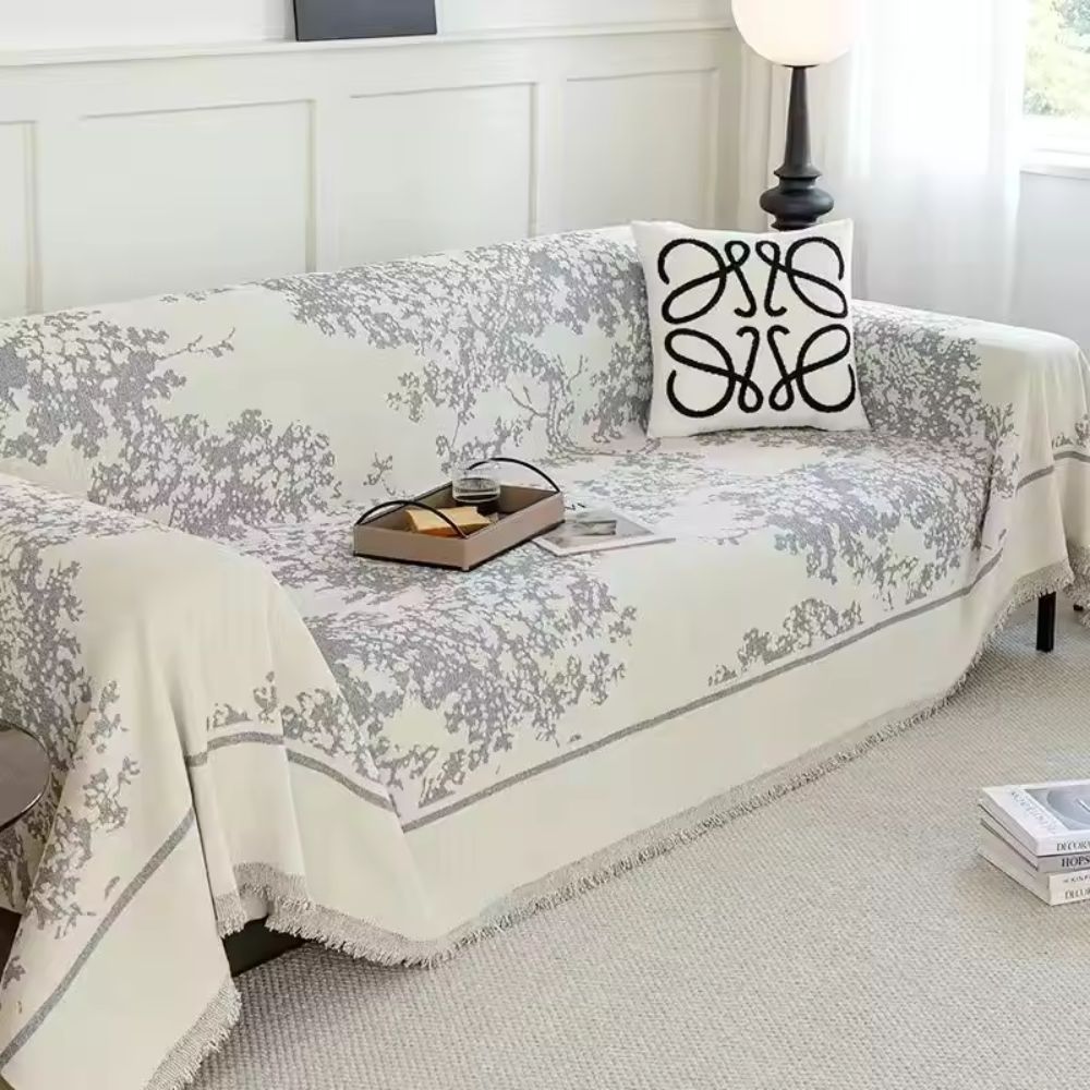 Clover Slipcover Sofa - Soft Chenille, Floral Design 1
