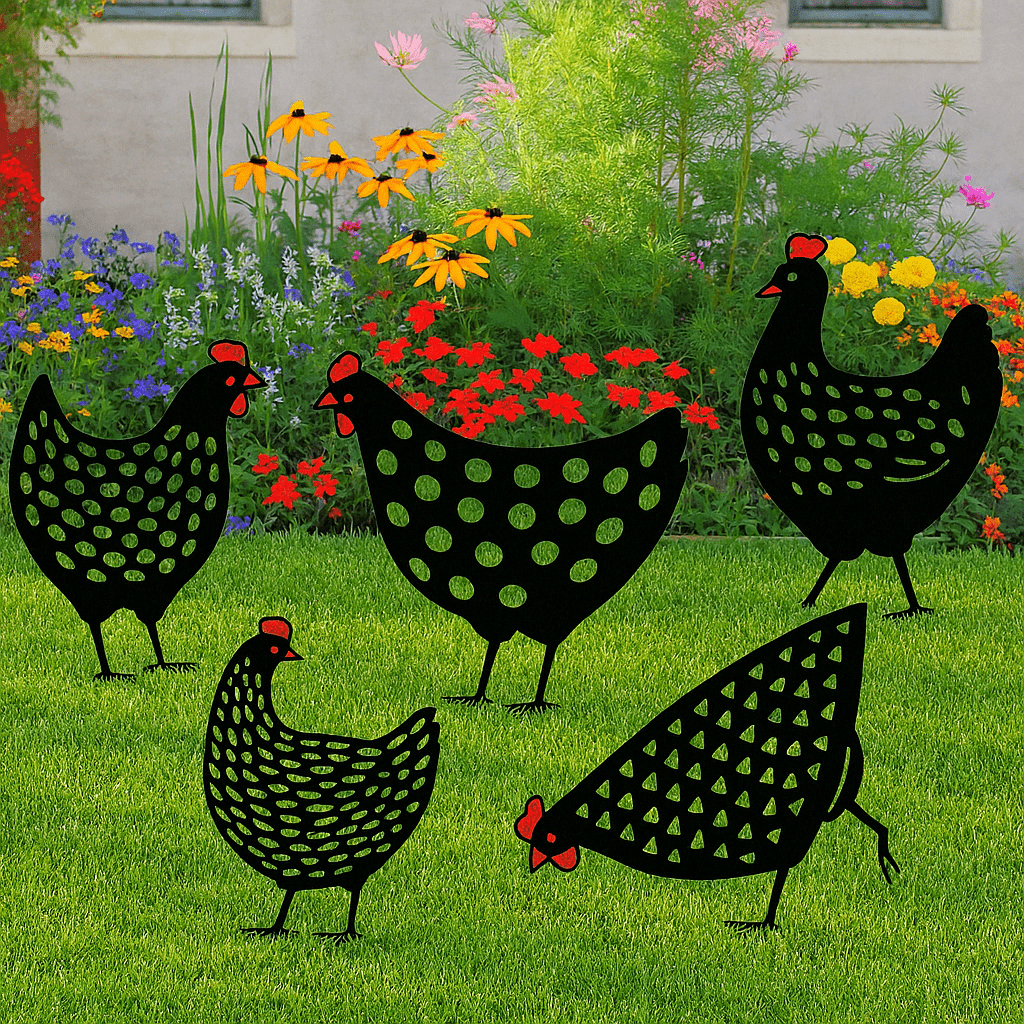 FarmSilhouette Set - Metal Garden Decor - Rustic Style - Weatherproof