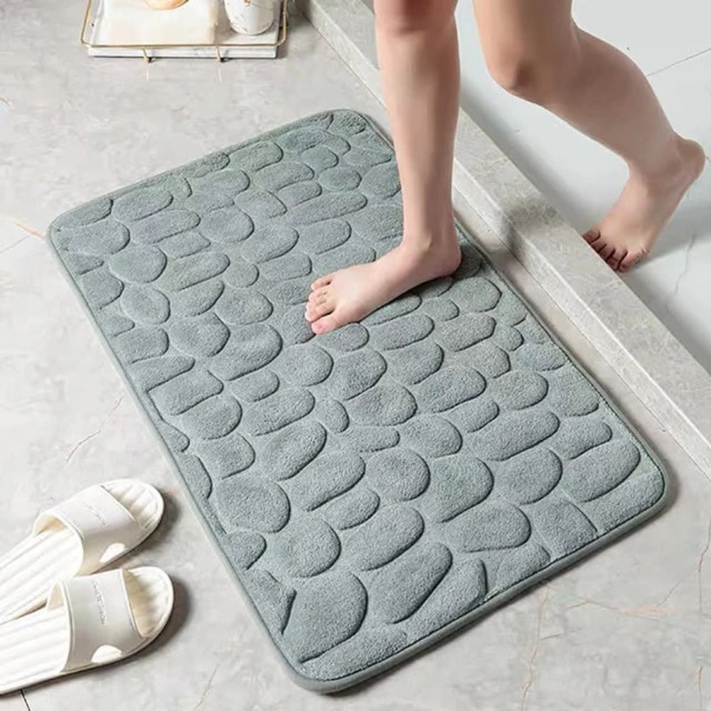 Cora Bath Mat - Cobblestone Embossed, Non-Slip Cotton 1