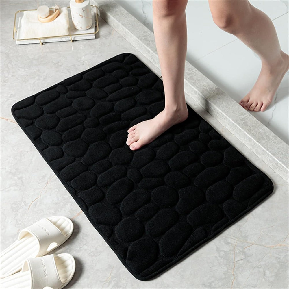 Cora Bath Mat - Cobblestone Embossed, Non-Slip Cotton 2