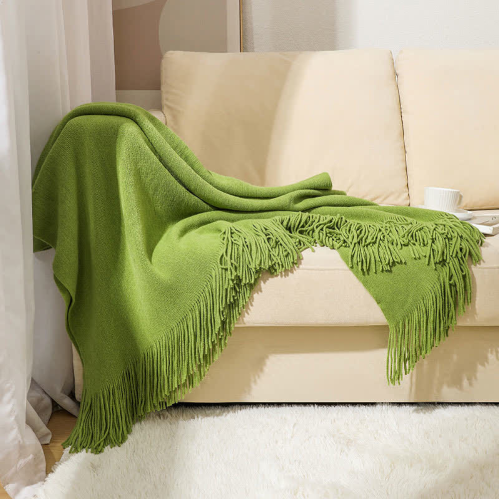 Cora Tassel Blanket - Chunky Knit Acrylic, Multi-Use 11
