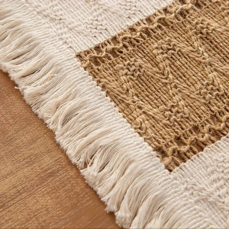 Cora Woven Placemats Set - Cotton-Jute Blend, Rustic Design 3