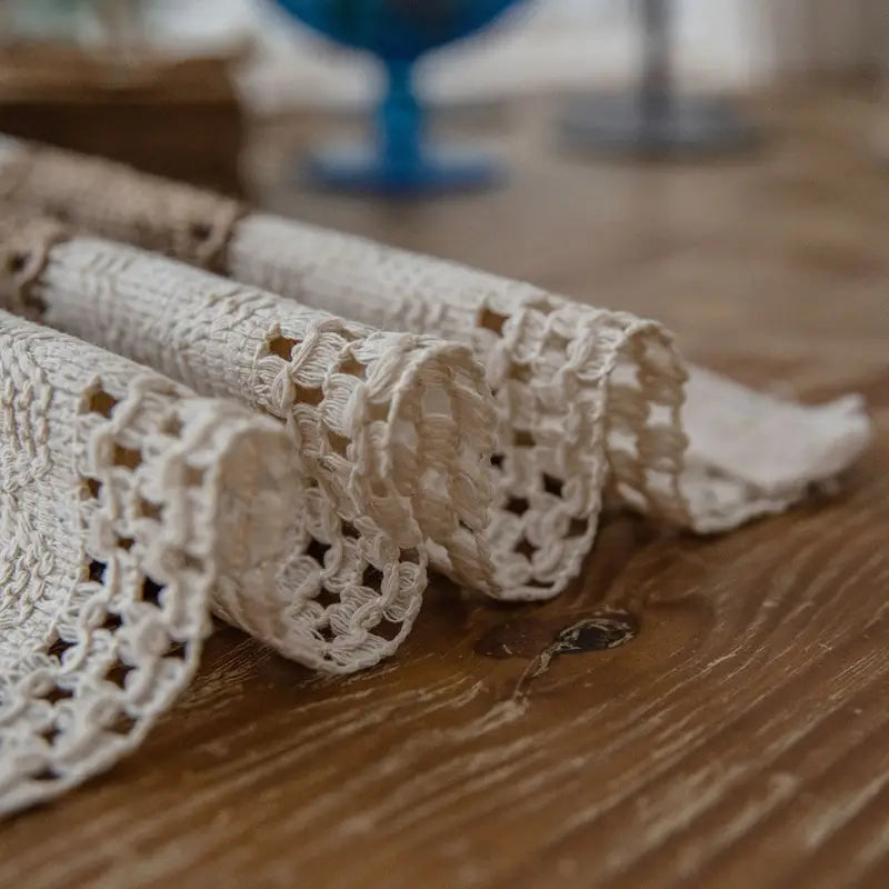Cora Woven Placemats Set - Cotton-Jute Blend, Rustic Design 4