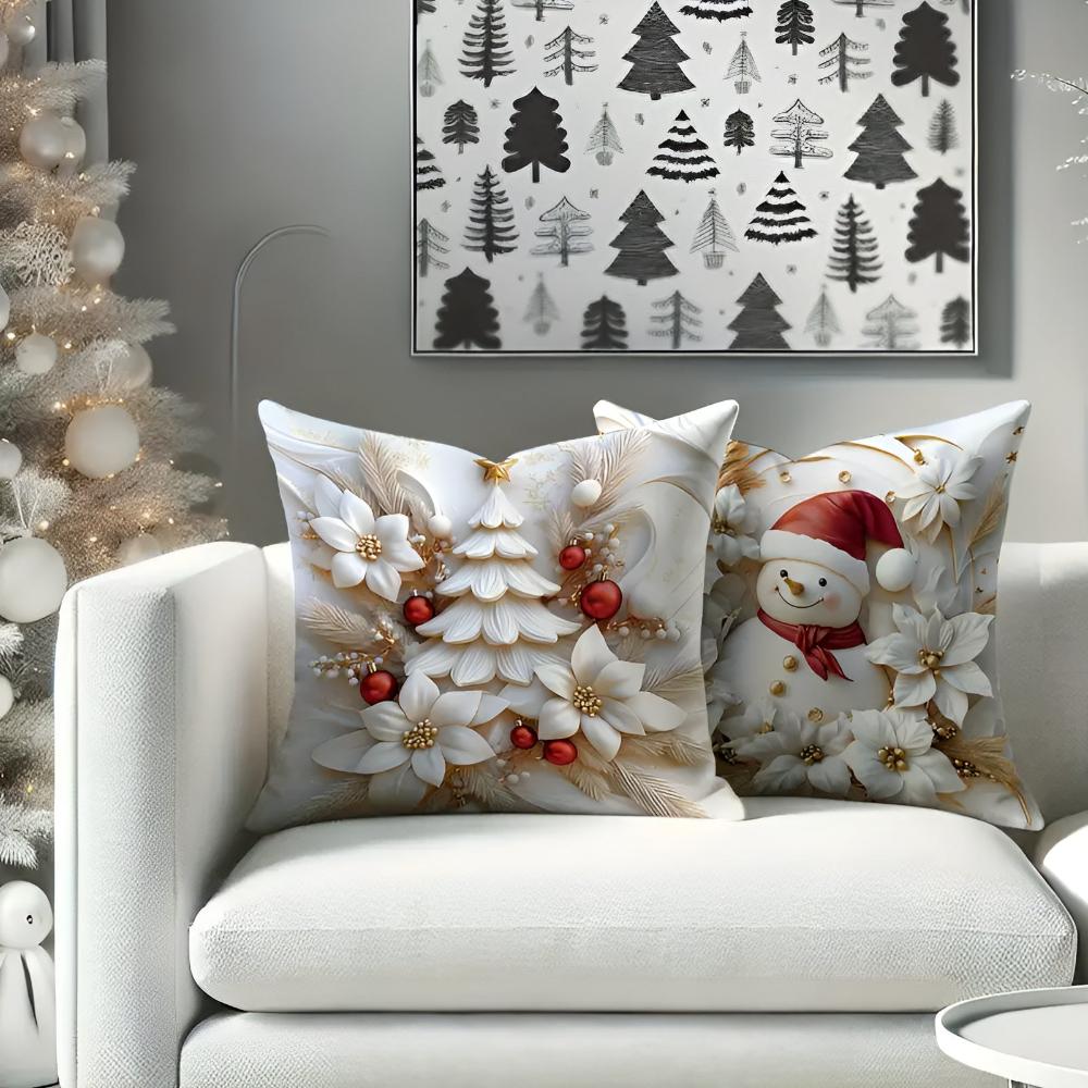 Crescent Christmas Pillow Covers - Velvet, Set of 4 with Holiday Designs 3