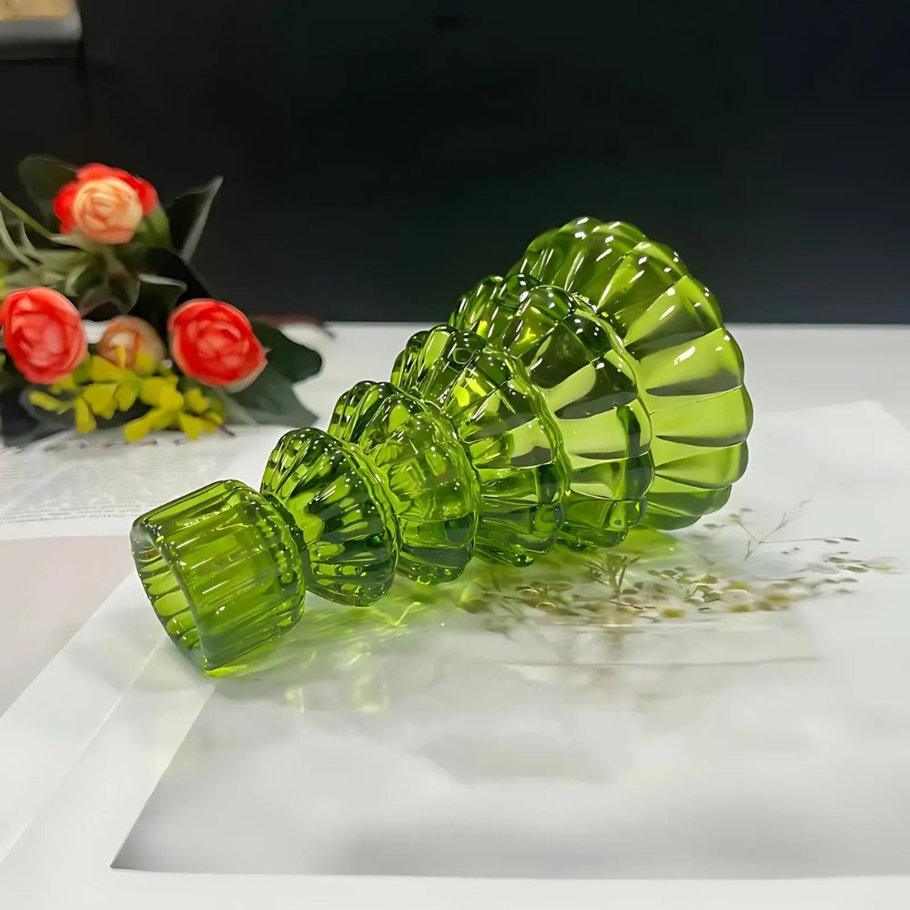 Crescent Christmas Tree Candle Holder Set - Glass, 3pcs 5
