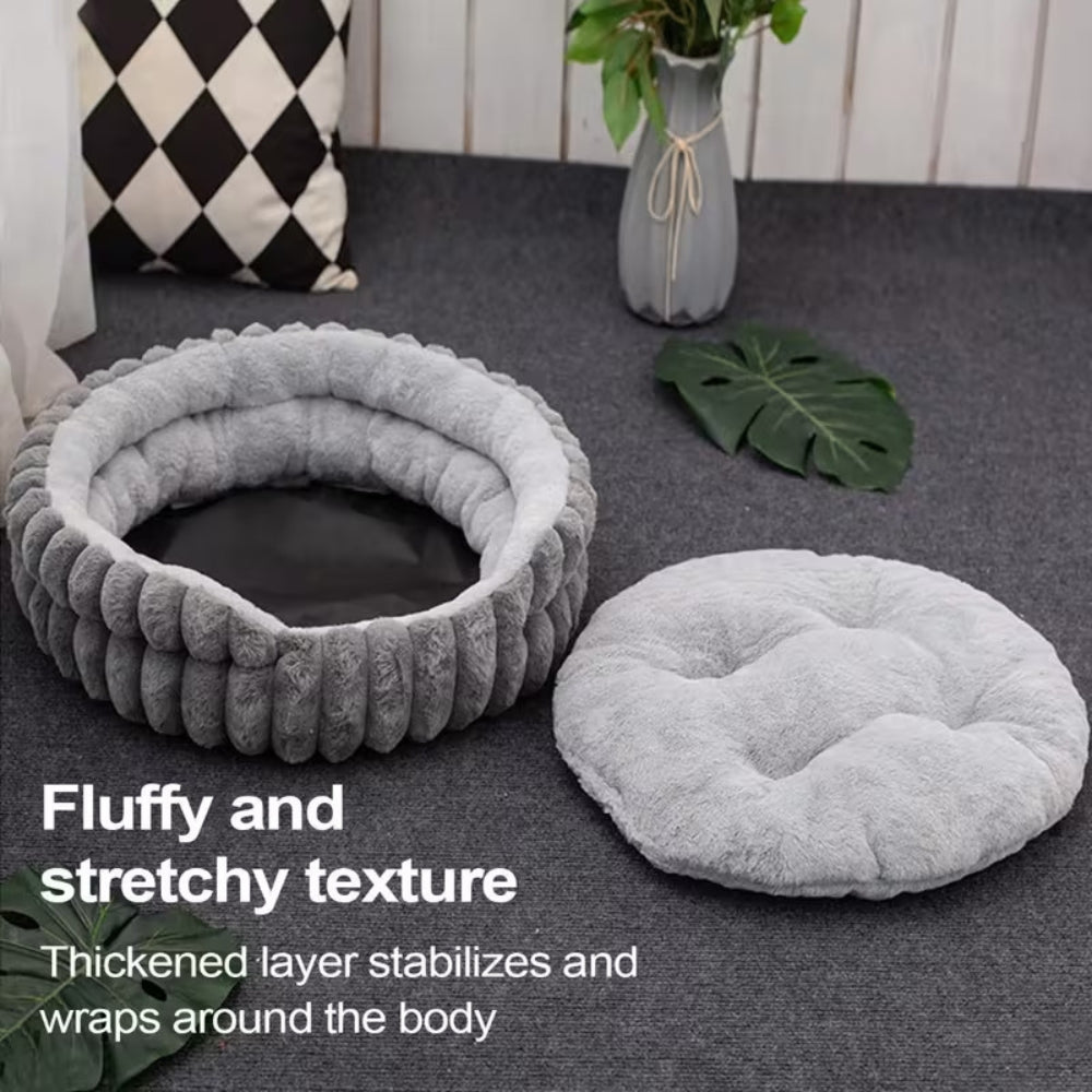 Creston Donut Pet Bed - Soft Plush Fabric, Cozy Support for Dogs and Cats 7