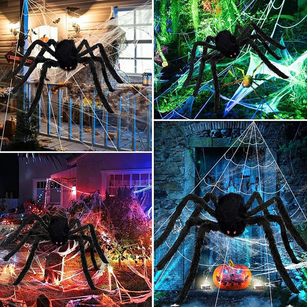 Creston Spider Web Decoration - Fluffy Synthetic Fiber, 5m Triangle for Halloween Indoor Outdoor Use 4