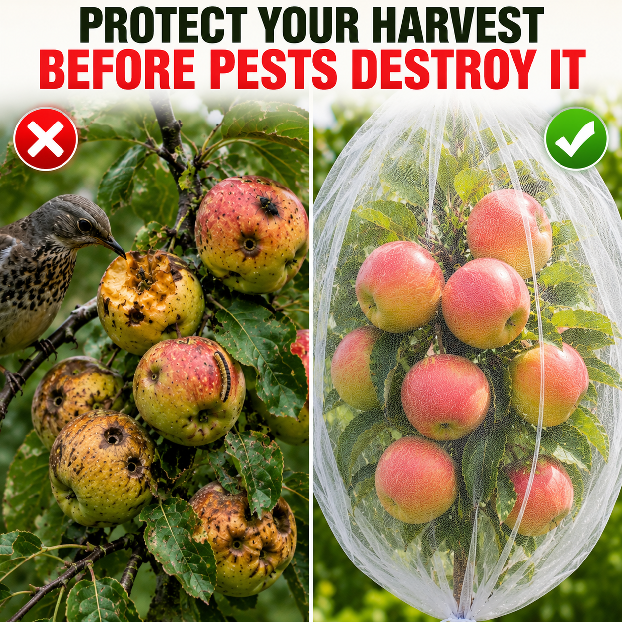 CrispShield Fruit Tree Bags - Breathable Mesh, Drawstring Closure 1