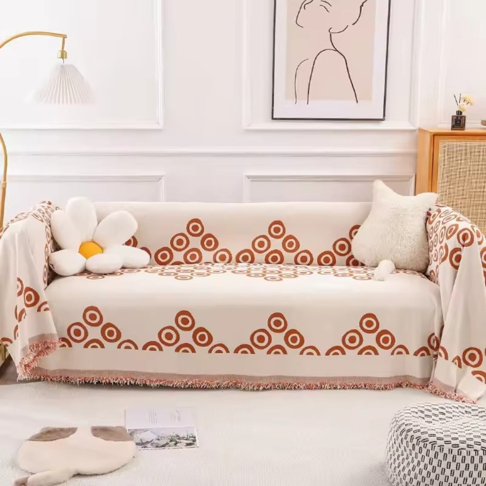Cypress Sofa Cover - Soft Chenille, Patterned Design with Tassel Trim 2