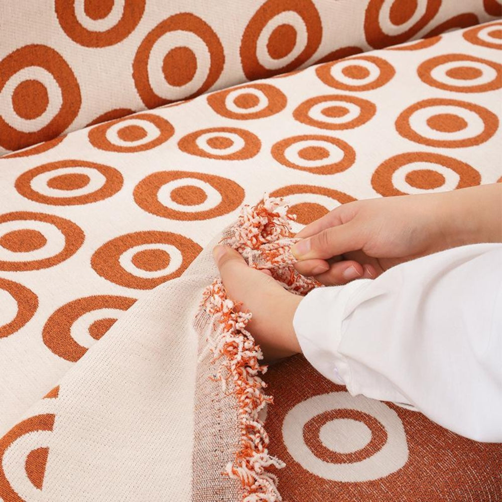 Cypress Sofa Cover - Soft Chenille, Patterned Design with Tassel Trim 4