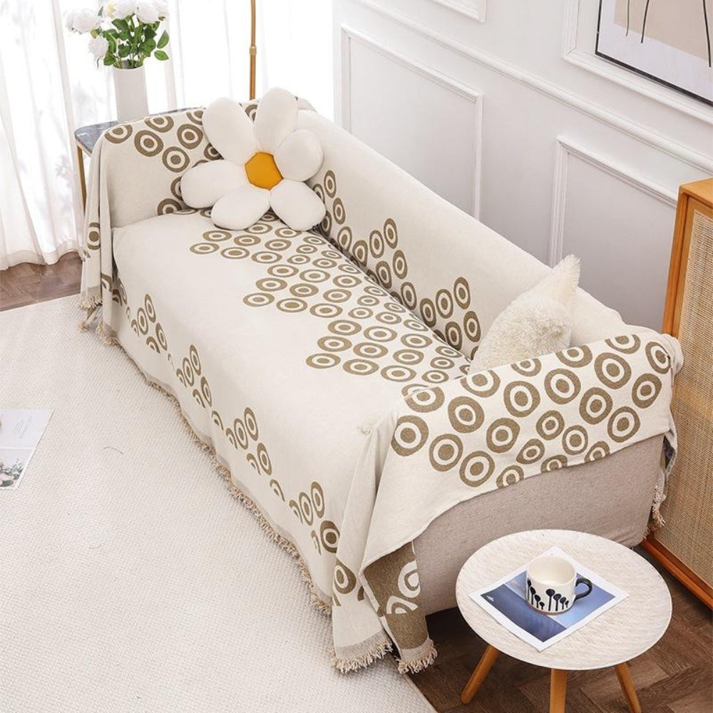 Cypress Sofa Cover - Soft Chenille, Patterned Design with Tassel Trim 6